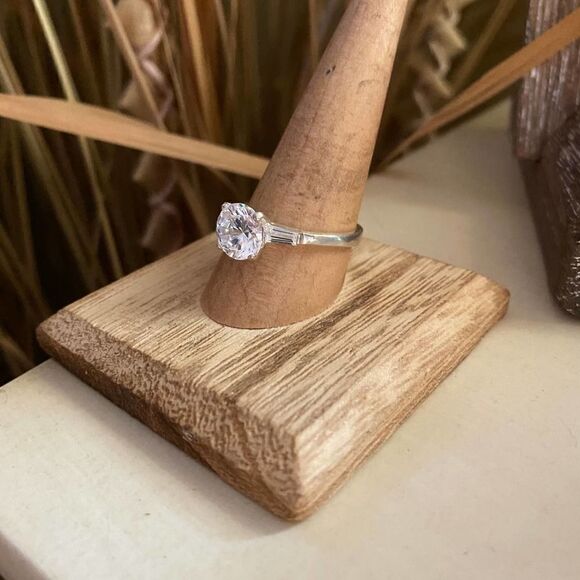 Sterling Silver CZ Engagement Ring Size 10 - Picture 5 of 7